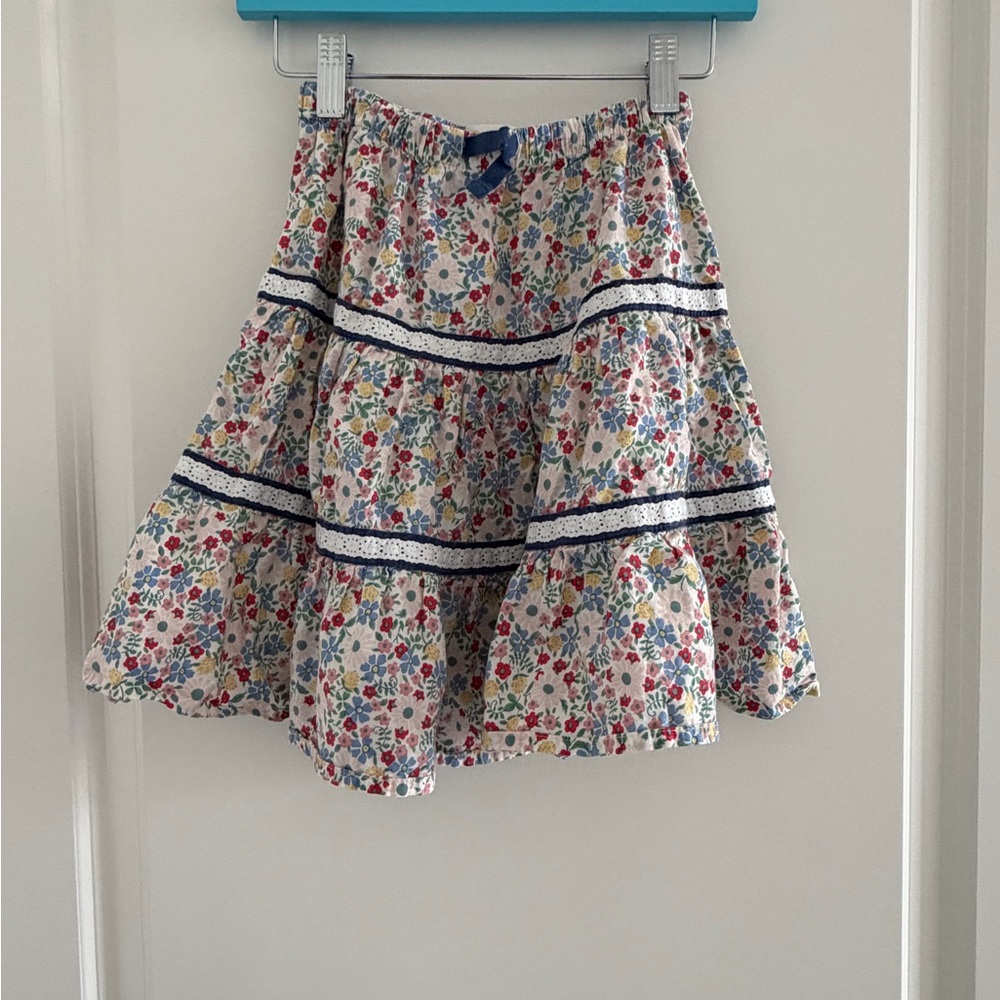 Mini Boden Multicolor Floral Skirt with Navy Accents